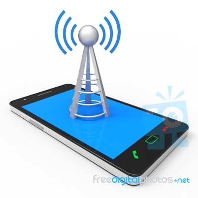 Wifi Hotspot Shows World Wide Web And Antenna Stock Image