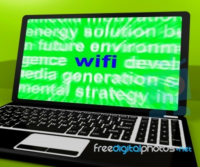 Wifi Laptop Shows Hotspot Wi-fi Access Or Internet Connection Stock Image