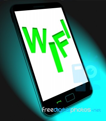 Wifi On Mobile Shows Internet Hotspot Wi-fi Access Or Connection… Stock Image