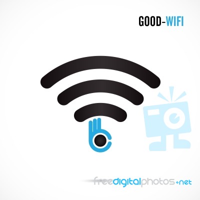 Wifi Sign And Small Hand Icon Stock Image