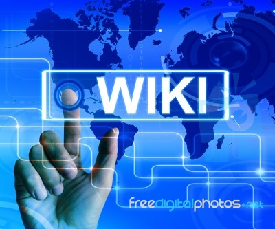 Wiki Map Displays Internet Information And Encyclopaedia Website… Stock Image