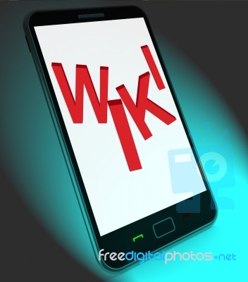 Wiki On Mobile Shows Online Information Knowledge Or Encyclopaed… Stock Image