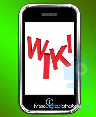 Wiki On Phone Shows Online Information Knowledge Or Encyclopaedi… Stock Image