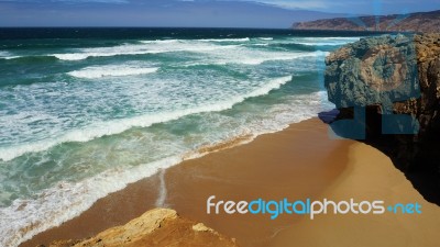 Wild Beach Of Atlantic  Ocean Stock Photo