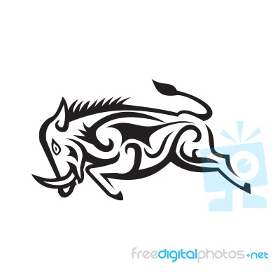 Wild Boar Charging Tribal Art Stock Image