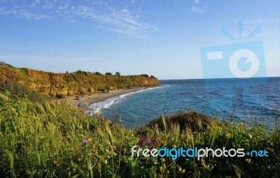 Wild Coast Of The Ionian Sea Stock Photo