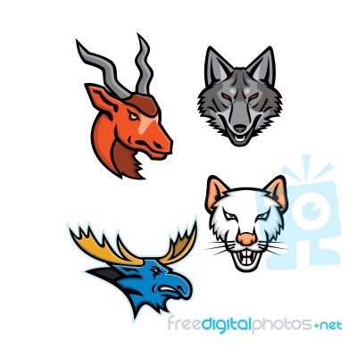 Wildlife Head Mascot Collection Stock Image