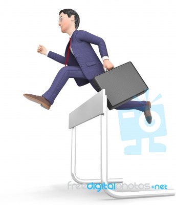 Win Businessman Represents Climb Over And Blocked 3d Rendering Stock Image