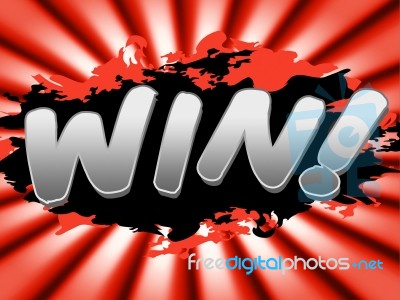 Win Sign Means Victorious Advertisement And Winning Stock Image