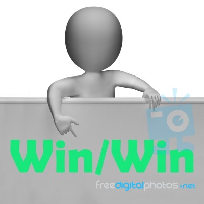 Win Win Sign Means Positive Outcome For Both Parties Stock Image