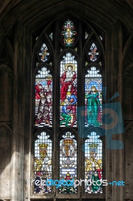 Winchester, Hampshire/uk - March 6 : Stained Glass Window In Win… Stock Photo