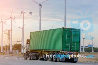 Wind Energy And Truck Stock Photo