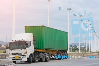 Wind Energy And Truck Stock Photo