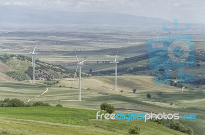 Wind Farm In Apulia Stock Photo