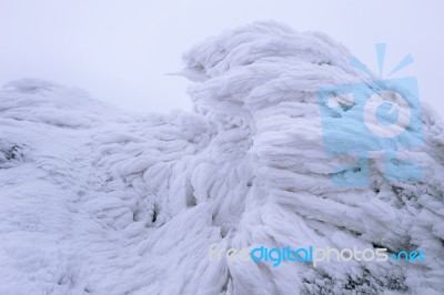 Wind Painted Snow Texture Pattern On Stone Background, Winter Background Stock Photo