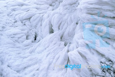 Wind Painted Snow Texture Pattern On Stone Background, Winter Background Stock Photo