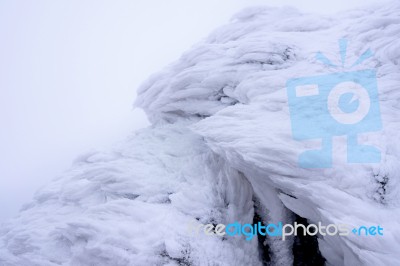 Wind Painted Snow Texture Pattern On Stone Background, Winter Background Stock Photo