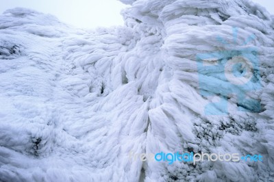 Wind Painted Snow Texture Pattern On Stone Background, Winter Background Stock Photo