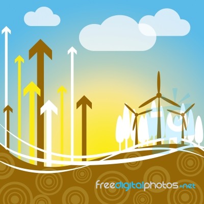 Wind Power Indicates Renewable Resource And Electricity Stock Image