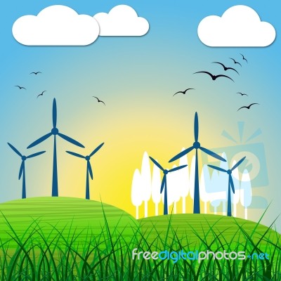 Wind Power Shows Renewable Resource And Environmental Stock Image