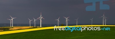 Wind Power Turbines Stock Photo