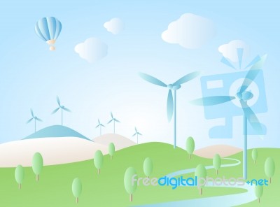 Wind Turbine On Hill Stock Image