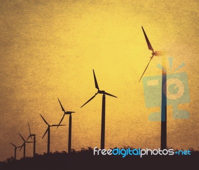 Wind Turbines Background Stock Photo