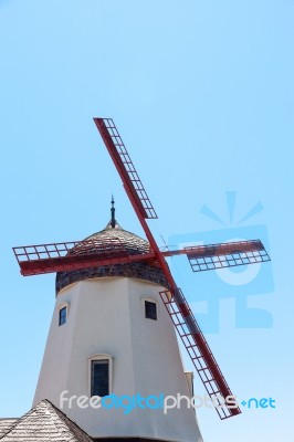 Windmill In Solvang California Stock Photo