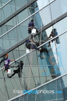 Window Cleaners Stock Photo