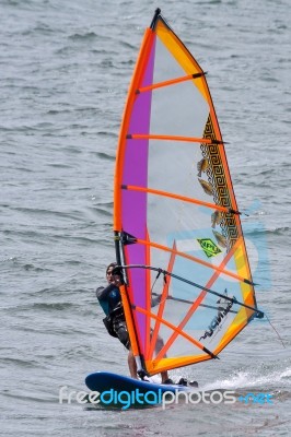 Windsurfer In Funchal Harbour Madeira Stock Photo