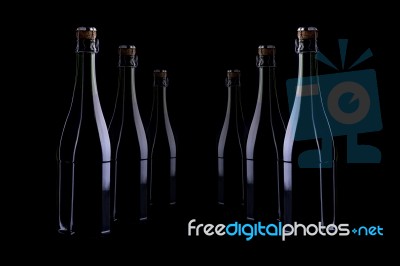 Wine Bottle On Black Stock Photo