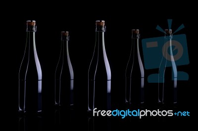 Wine Bottle On Black Stock Photo