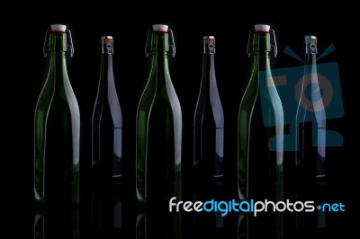 Wine Bottle On Black Stock Photo