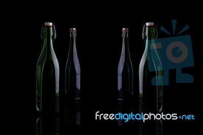 Wine Bottle On Black Stock Photo