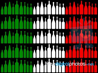 Wine Bottles Means Waving Flag And Brasserie Stock Image