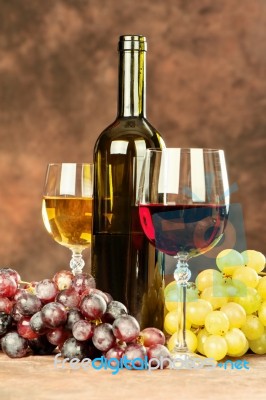 Wine Cups And Grape Stock Photo