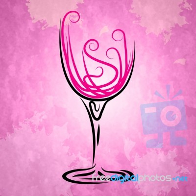 Wine Glass Indicates Alcohol Cheerful And Vineyard Stock Image