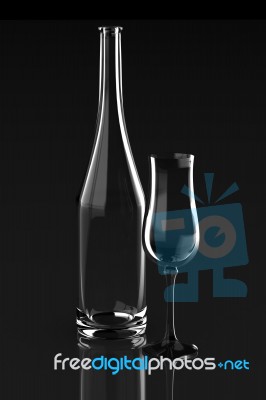 Wine Glass With Bottle Stock Image