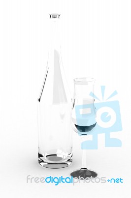 Wine Glass With Bottle Stock Image