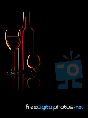 Wine Glasses And Bottle Stock Image