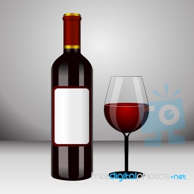 Wine In Bottle And Glass Stock Image