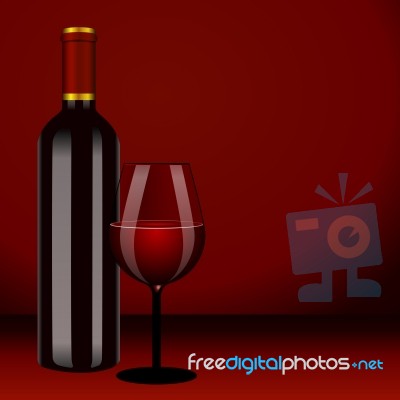 Wine In Bottle And Glass Stock Image