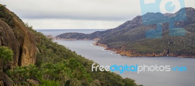 Wineglass Bay Beach Located In Freycinet National Park, Tasmania… Stock Photo