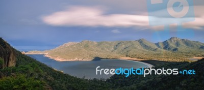 Wineglass Bay Beach Located In Freycinet National Park, Tasmania… Stock Photo