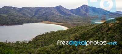 Wineglass Bay Beach Located In Freycinet National Park, Tasmania… Stock Photo