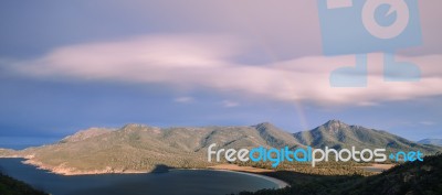 Wineglass Bay Beach Located In Freycinet National Park, Tasmania… Stock Photo