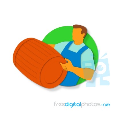 Winemaker Holding Barrel Paper Cut Stock Image