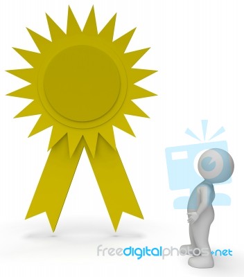 Winner Rosette Indicates Success Triumphant And Finish 3d Render… Stock Image