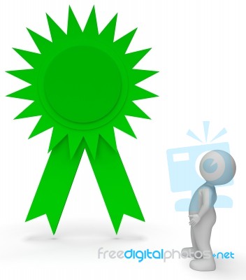 Winner Rosette Represents Victory Victorious 3d Rendering Stock Image