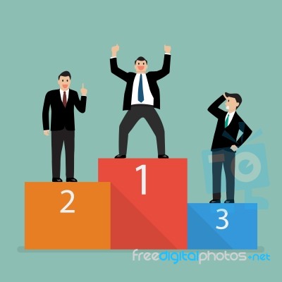 Winners Businessman Stand On A Podium Stock Image